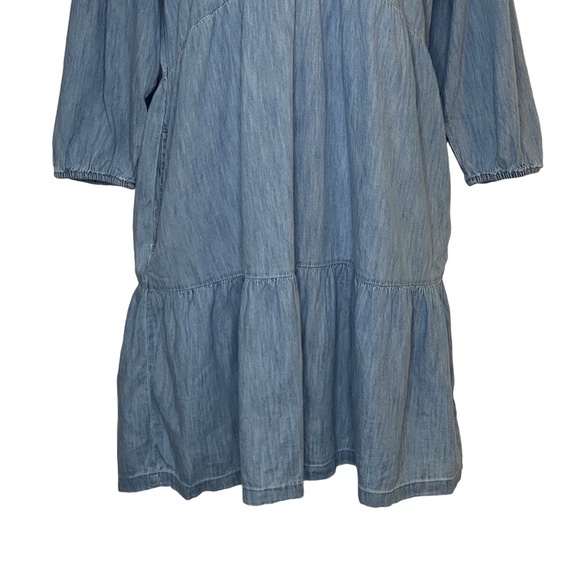 GAP 100% Organic Cotton Light Indigo Denim Tiered Dress with Washwell Pockets M - Picture 8 of 15